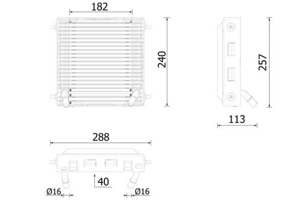 Ölkühler Kühlrippen gelötet 182 mm - 240 mm MAHLE für BMW 7er
