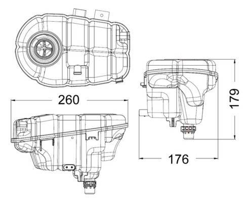 Ausgleichsbehälter Kühlmittel 260 mm x 179 mm x 176 mm MAHLE für u.a. AUDI A6
