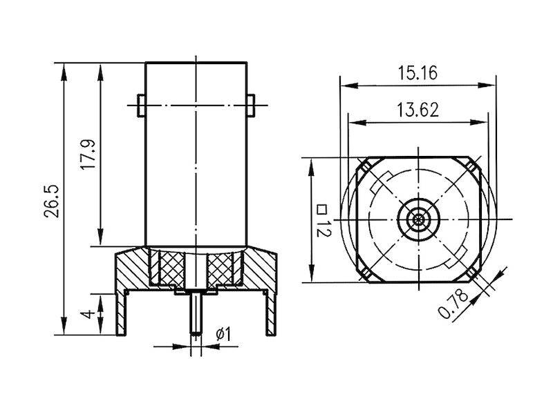 Telegärtner J01001A1945 BNC-Buchse 50 Ohm print gerade