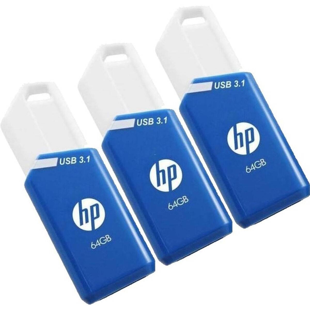 HP x755w Triple Pack, 64 GB, USB Typ-A, 3.2 Gen 1 (3.1 Gen 1), 75 MB/s, Dia, Blau, Weiß