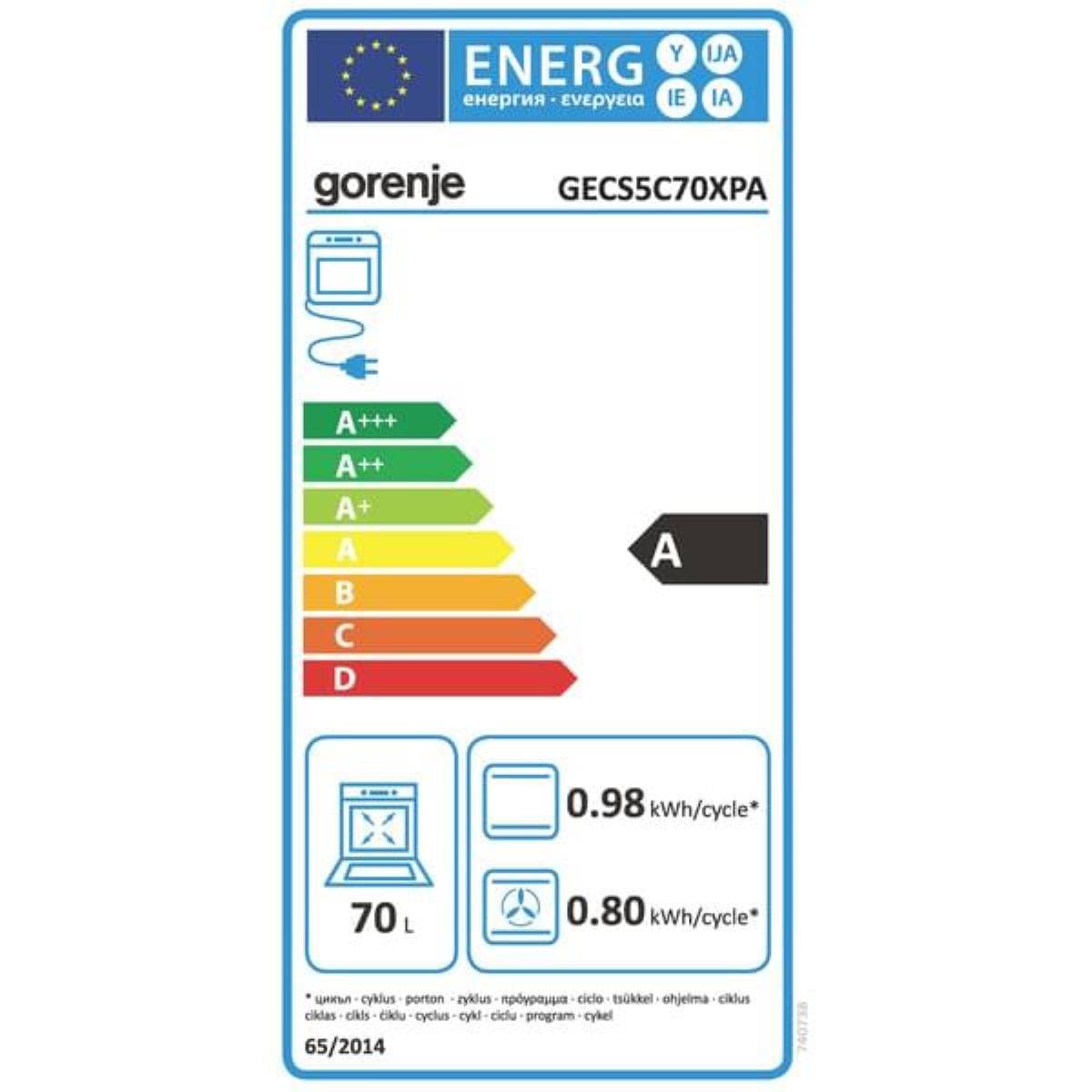 Gorenje GECS5C70XPA Elektroherd, Freistehender Herd, Edelstahl, Tasten, Sensor, Edelstahl, Front / Top front, Edelstah