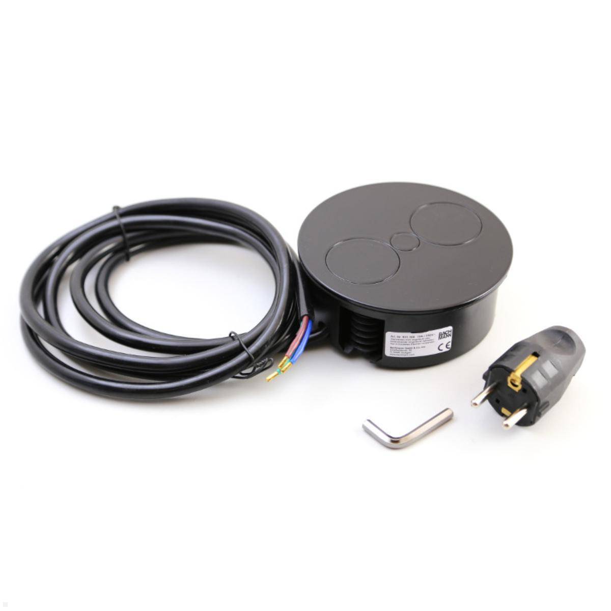 BACHMANN TWIST 2 2xCEE7/3 2,0m AEH Edelstahl-Optik eckig