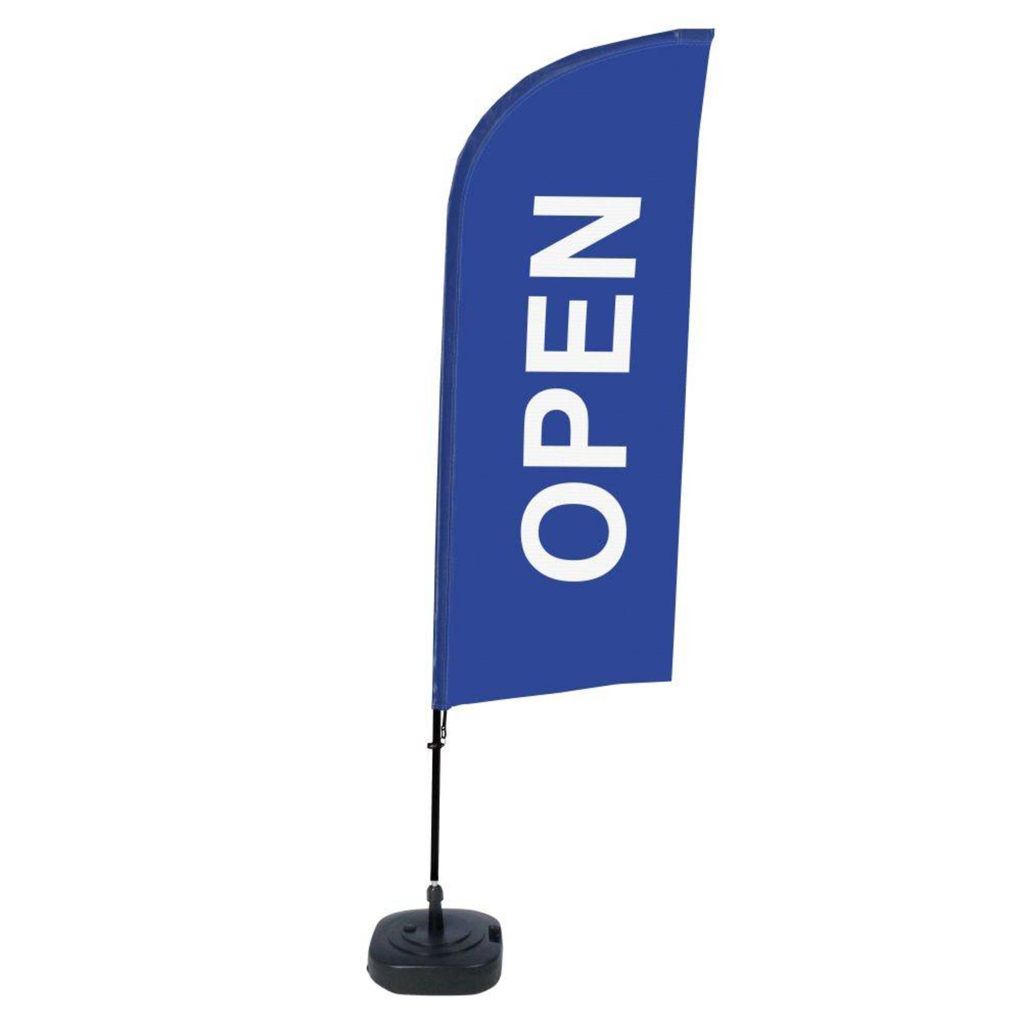 Beachflag Geöffnet bl englisch
