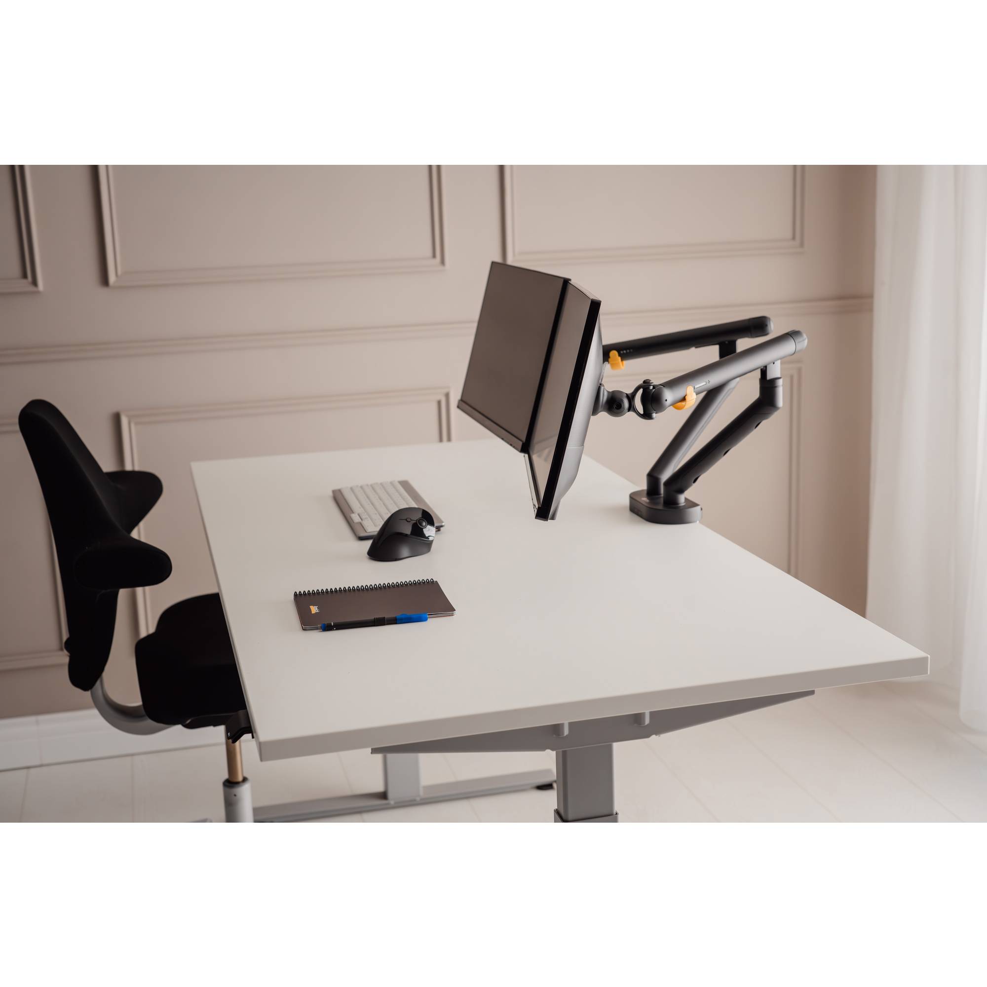 Bakker Flexible Dual - Befestigungskit - einstellbarer Doppelarm - für 2 Monitore - Aluminium, Stahl, ABS-Kunststoff, th