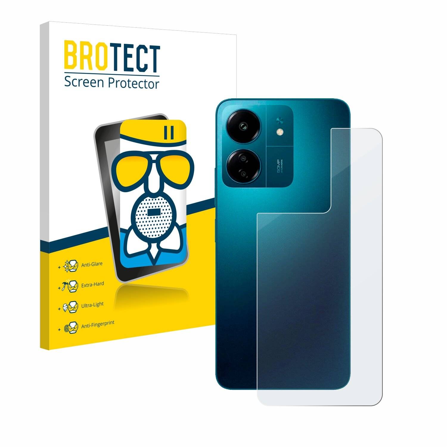 BROTECT AirGlass Matt Glas Schutz Folie für Xiaomi Redmi 13C (Rückseite)