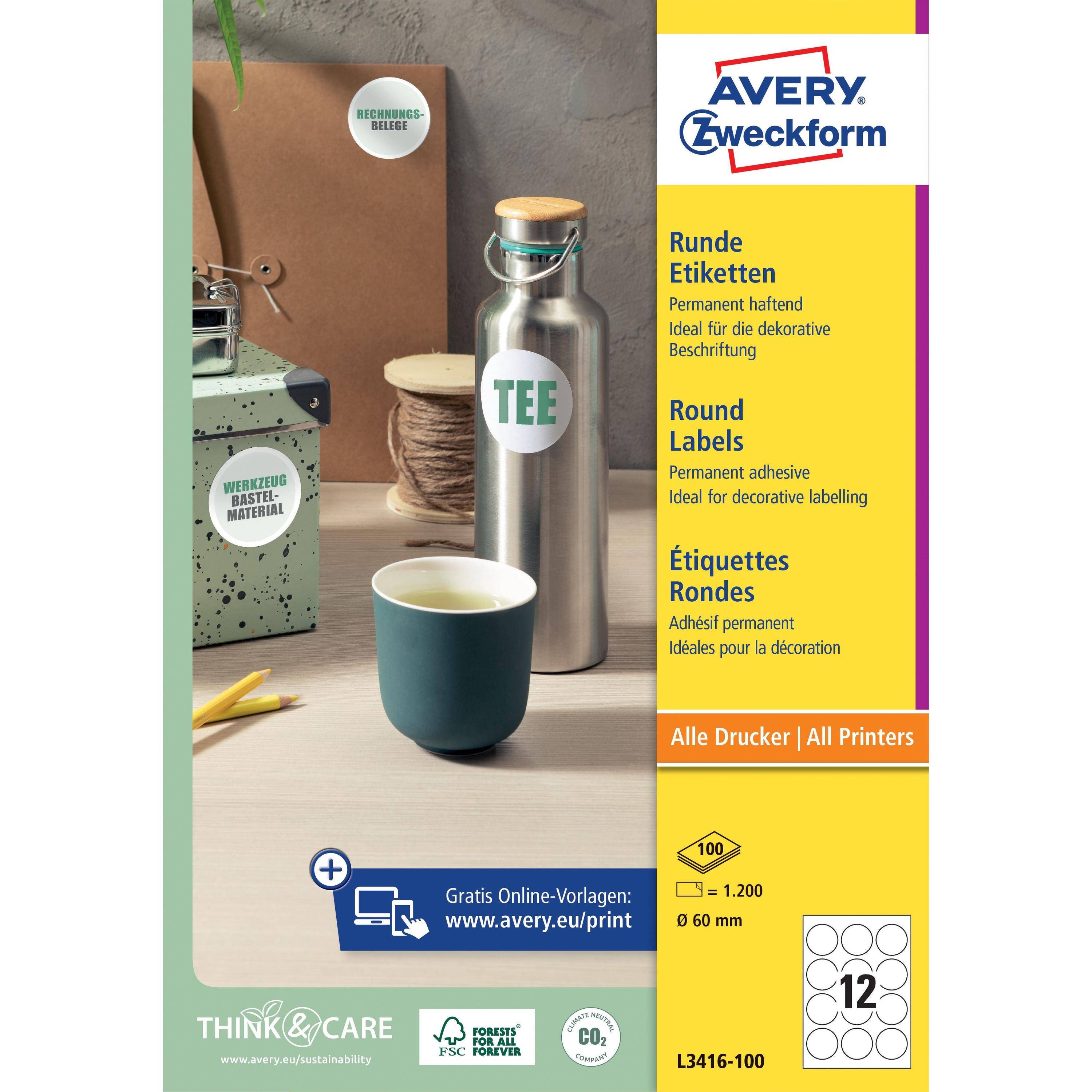Etikett 60mm rund 1200 St./Pack. - Artikel: 129234701