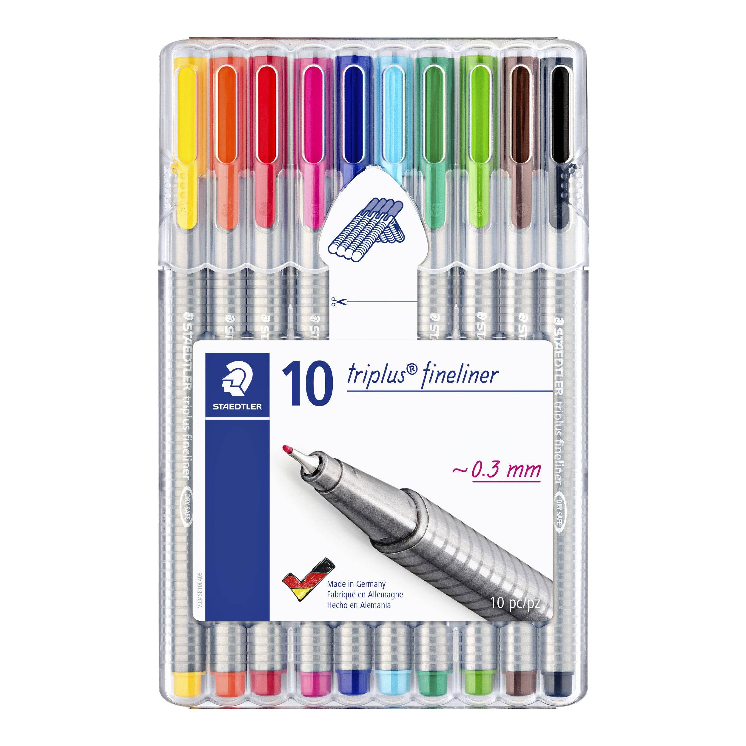 STAEDTLER triplus - Fineliner - wasserbasierte Tinte - 0.3 mm - extrafein (Packung mit 10)