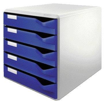 Ablagebox Post- und Formular-Set Gehäuse grau Schubladen blau 5 Schubladen. Leitz 982808 49