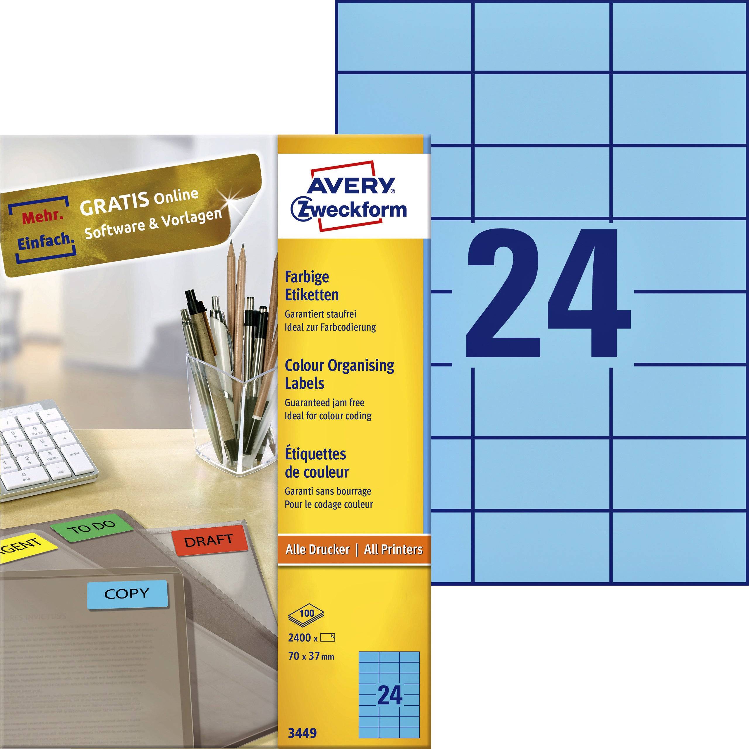 Universaletikett 70x37mm blau 2.400 St./Pack. - Artikel: 129235350