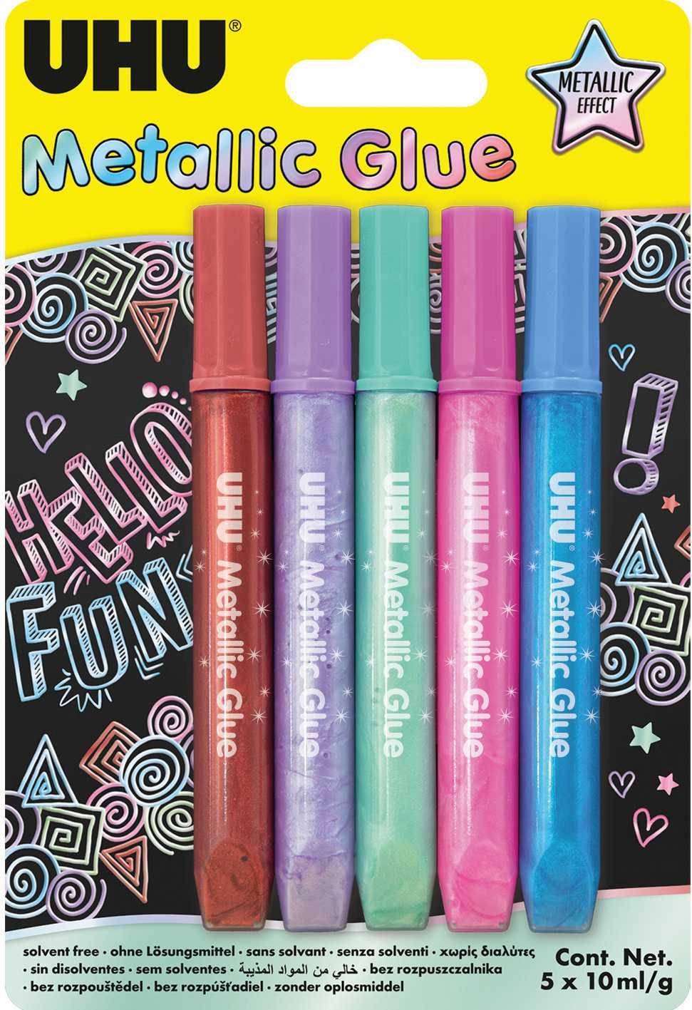 Young Creativ' Glitter Glue Metallic - 5x 10g ohne Lösungsmittel.