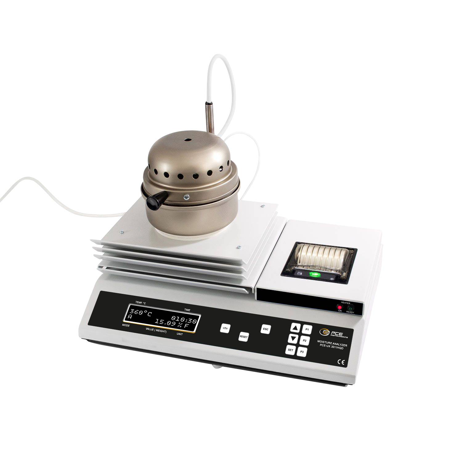 PCE Instruments Feuchtebestimmerwaage PCE-UX 3011HQD |Wägebereich 200g |Heiztemperatur 600°C |eingebauter Drucker