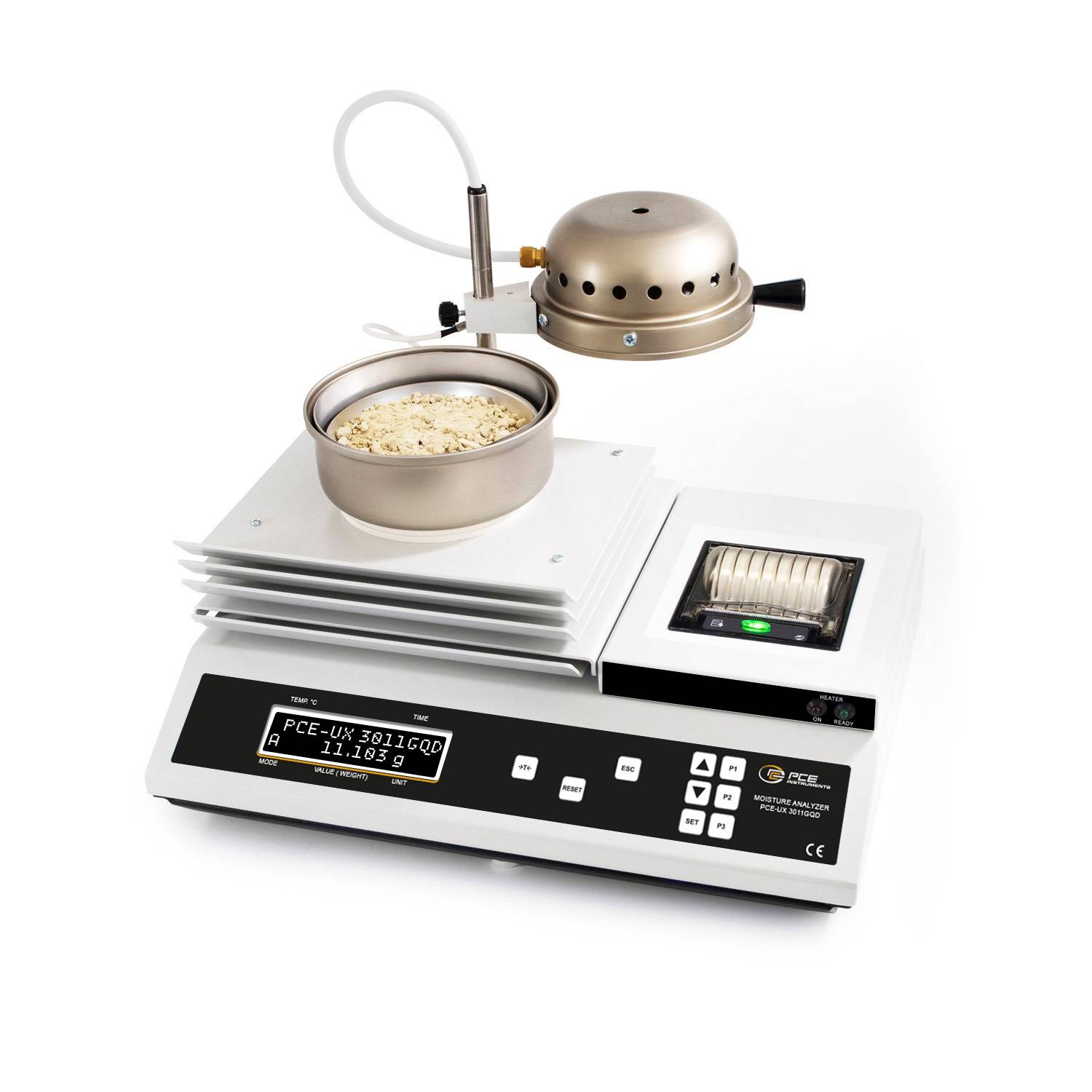 PCE Instruments PCE-UX 3011GQD Feuchteanalysatorwaage PCE-UX 3011GQD Wägebereich (max.) 200g Ablesbarkeit 0g netzbetrieben Weiß