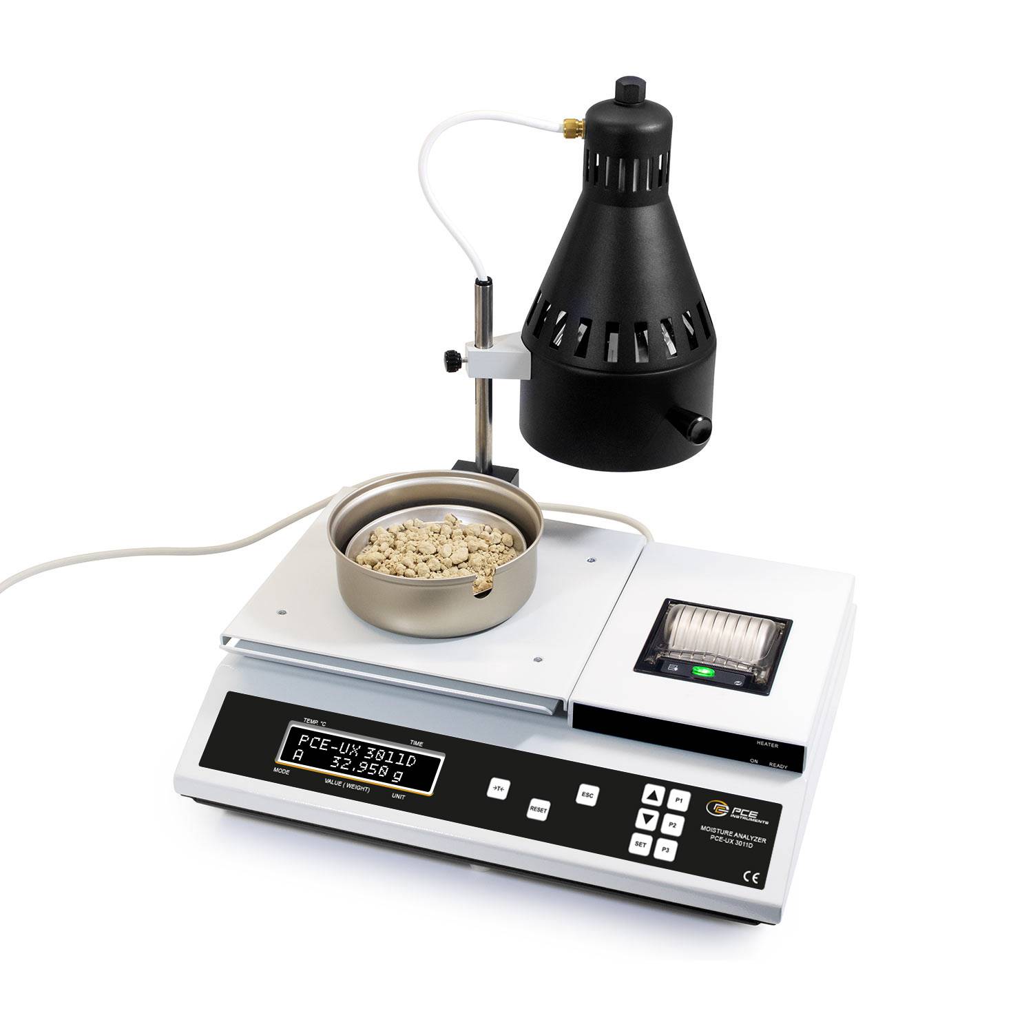 PCE Instruments PCE-UX 3011D Feuchteanalysatorwaage Wägebereich (max.) 220g Ablesbarkeit 0g netzbetrieben Weiß, Schwarz