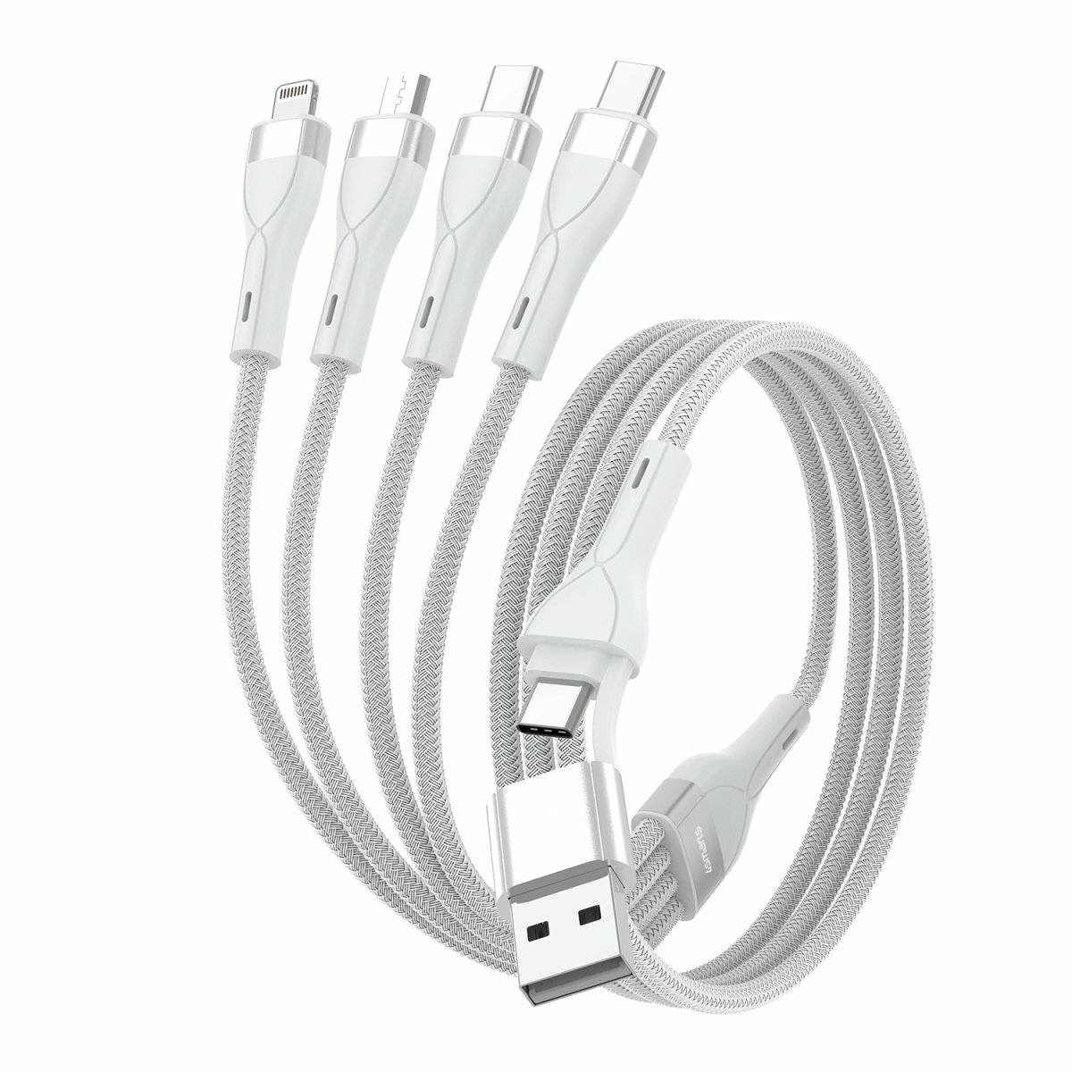 4SMARTS - 4in2 USB-C Multi-Ladekabel 1.2m weiß - Kabel - Digital/Daten