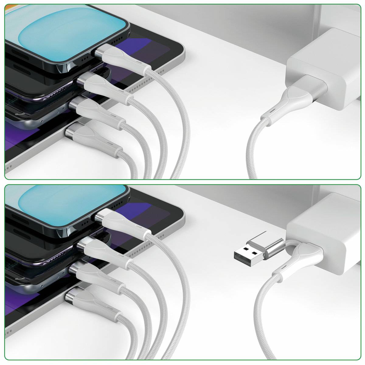 4SMARTS - 4in2 USB-C Multi-Ladekabel 1.2m weiß - Kabel - Digital/Daten