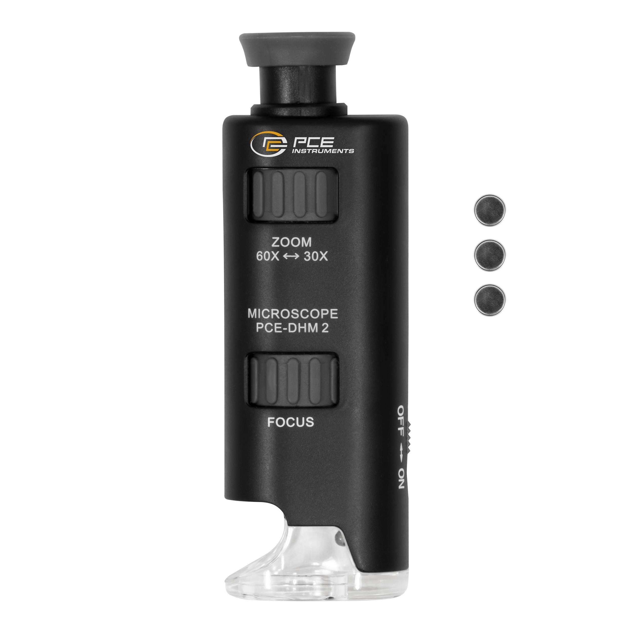 PCE Instruments LED Mikroskop PCE-DHM 2handlich|leicht|ideal für den mobilen Einsatz |30...60 x |stufenlos einstellbar