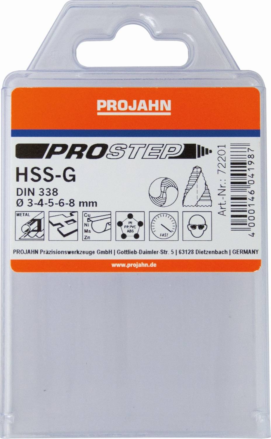 Projahn Premium Spiralbohrersortiment PROSTEP mit Stufenspitze HSS-G 5-teilig