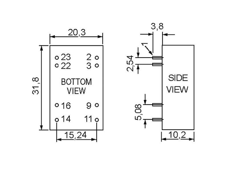 Mean Well DC/DC Wandler Serie DCWN03 DIP24 15 V 100 mA 3 W