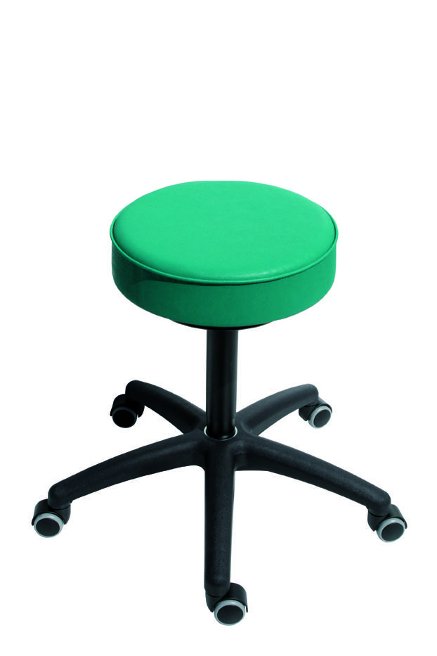 Arbeitsstuhl Hocker Modell 3520.1, 480-680mm, Rollen, Kunstledersitz,Kunststoff-Fußkreuz, Limone
