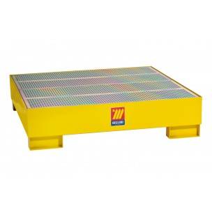 Sicherheitsölwanne Ölwanne Auffangwanne Stahl, für 4 Faß 180-220 l, 1350x1350x300mm, Gelb
