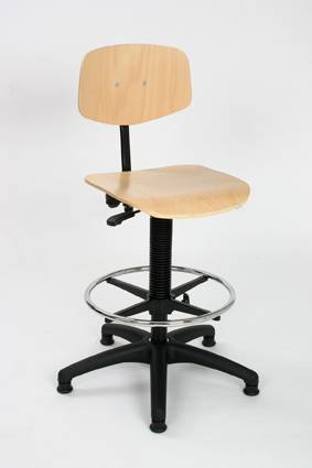 Arbeitsstuhl Modell 6175, 530-790mm, Fußring, Gleiter, Sicherheitsgasfeder, Buche-Sitz, Sitz Buche