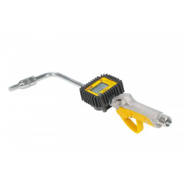 Ölzapfpistole Digitalzähle Axialdrehgelenk G1/2", Aluminium-Gehäuse, Stahlrohrauslauf mit 90° Winkel