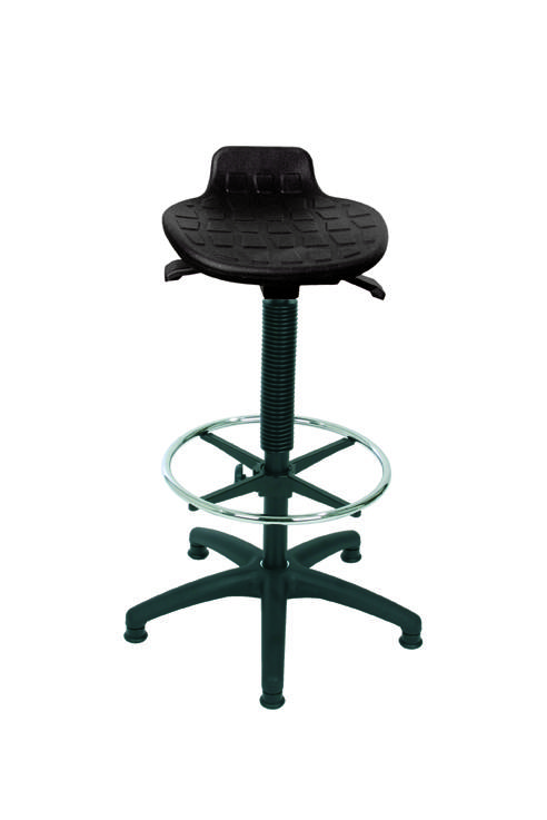 Stehhilfe Hocker "Komfortabel" Modell 3576.08, 570-820mm, o. Fußring, Gleiter, PU-Sitz, Sitz Schwarz