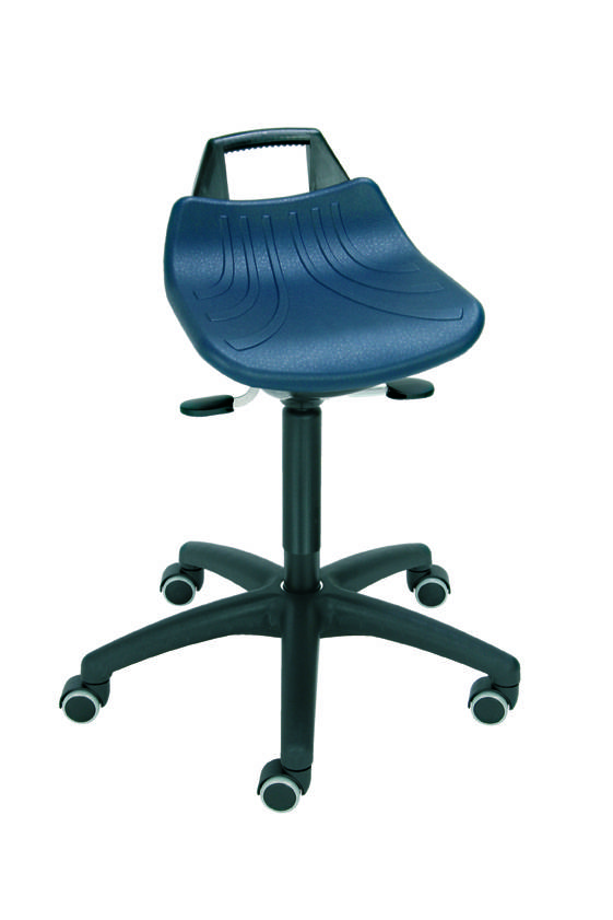 Stehhilfe Hocker "Extrem Bequem" Modell 3662.07, 500-700mm, Gleiter, PP-Sitz, Sitz Schwarz