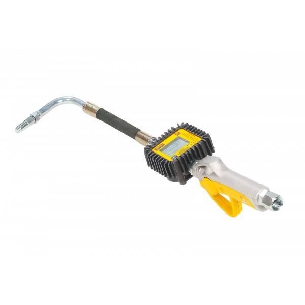 Ölzapfpistole Digitalzähle Axialdrehgelenk G1/2", Aluminium-Gehäuse, Schlauchauslauf mit 90° Winkel