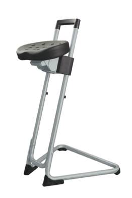 Arbeitsstuhl Stehhilfe "Die Standhafte" Modell 3600.11, PU-Sitz, bis 120kg geeignet, Gestell grau