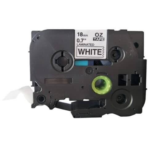 Schriftband TZe-241 kompatibel - 18 mm x 8 m schwarz auf weiß.