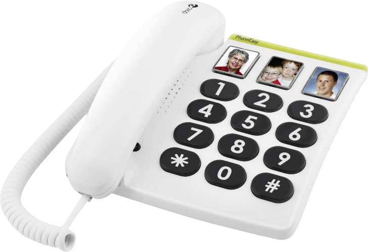 doro PhoneEasy 331 ph Schnurgebundenes Seniorentelefon Foto-Tasten kein Display Weiß