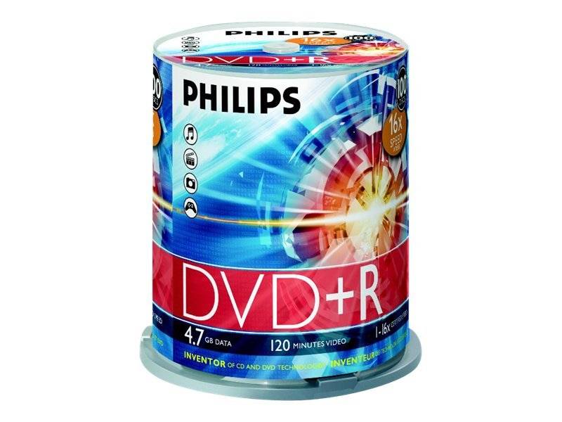 1x100 Philips DVD+R 4,7GB 16x SP