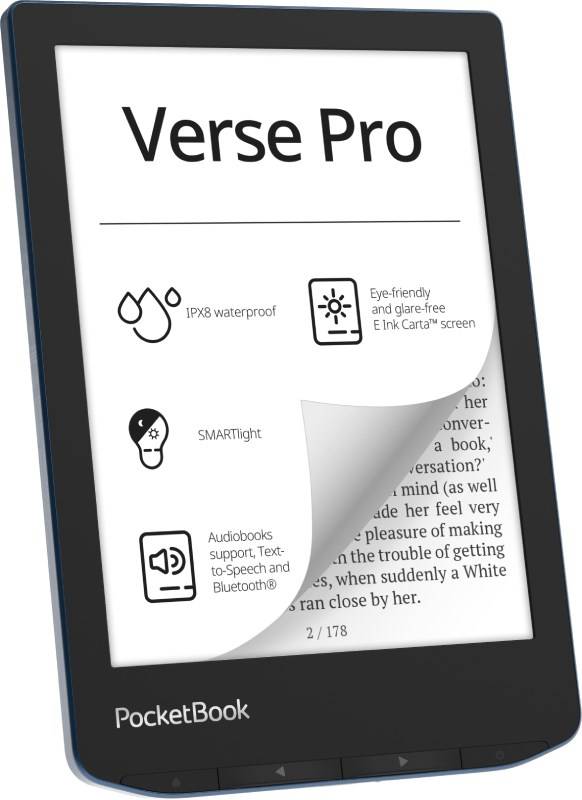 Pocketbook Verse Pro, 15,2 cm (6"), E Ink Carta, 1072 x 1448 Pixel, ACSM, AZW, AZW3, CBR, CBZ, CHM,