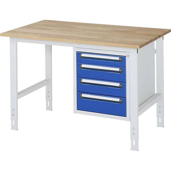 Arbeitstisch mit Schubladenschrank Unterbau-Container mit 4 Schubladen 1 x 90 2 x 120 1 x 140 mm BxT 1250 x 800