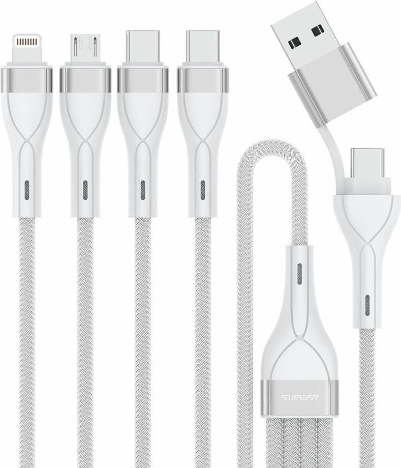 4smarts USB-C/A Multi-Ladekabel 4in2 1,2m, weiß