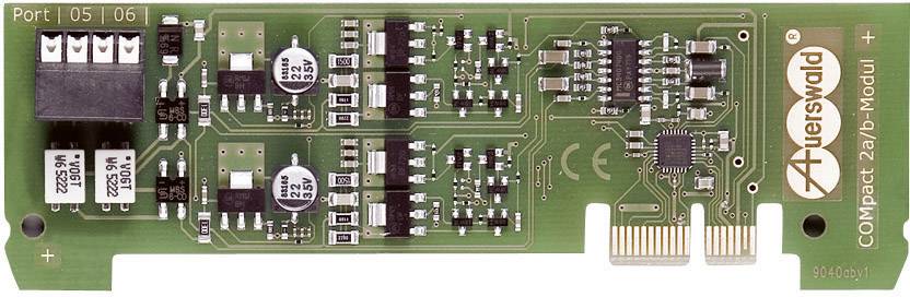 Elektronikplatine mit mehreren Mikrochip-Komponenten und Kondensatoren, modelliert als 'COMpact 2a/b-Modul' von Auerswald.