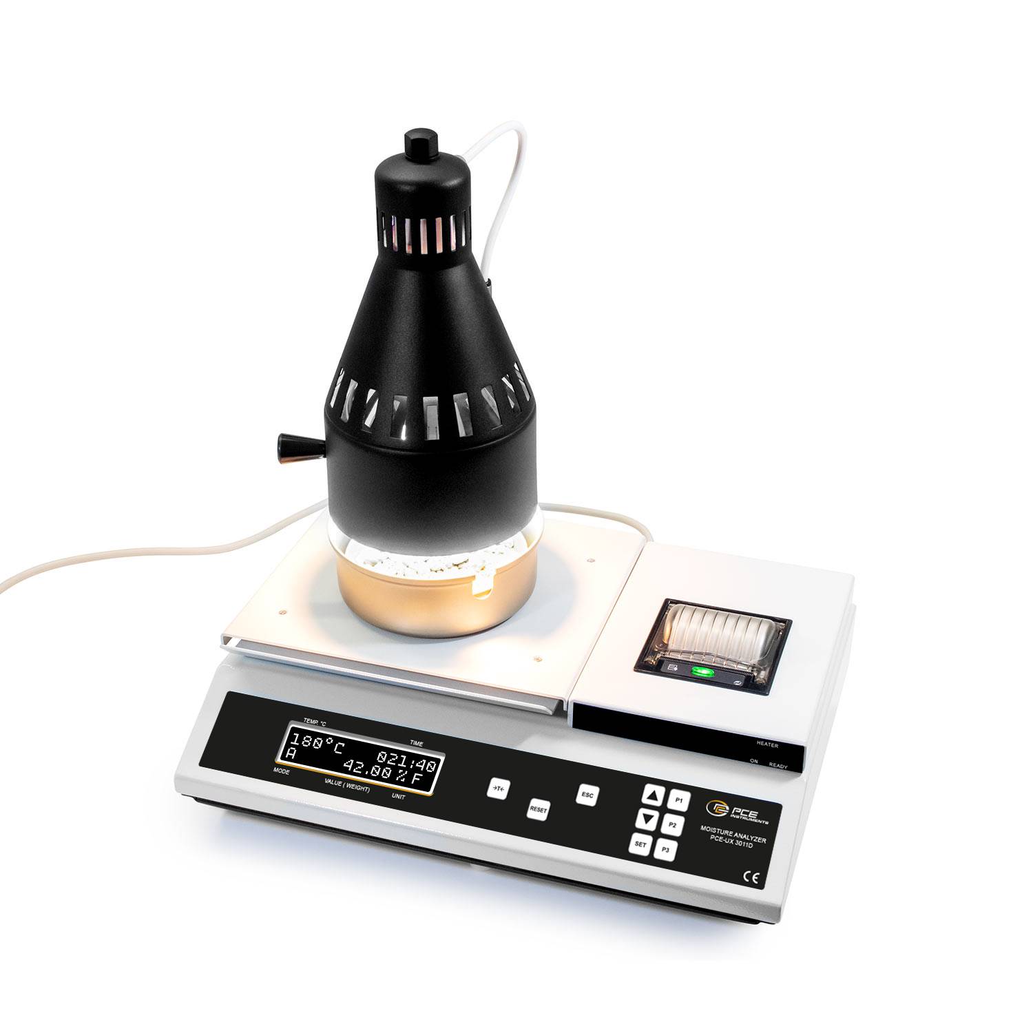 PCE Instruments Feuchtebestimmerwaage PCE-UX 3011D |Wägebereich 220g |Heiztemperatur 180°C |eingebauter Drucker