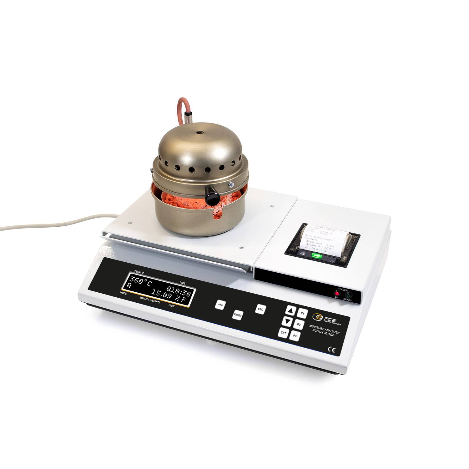 PCE Instruments Feuchtebestimmerwaage PCE-UX 3011QD |Wägebereich 220g |Heiztemperatur 360°C |eingebauter Drucker