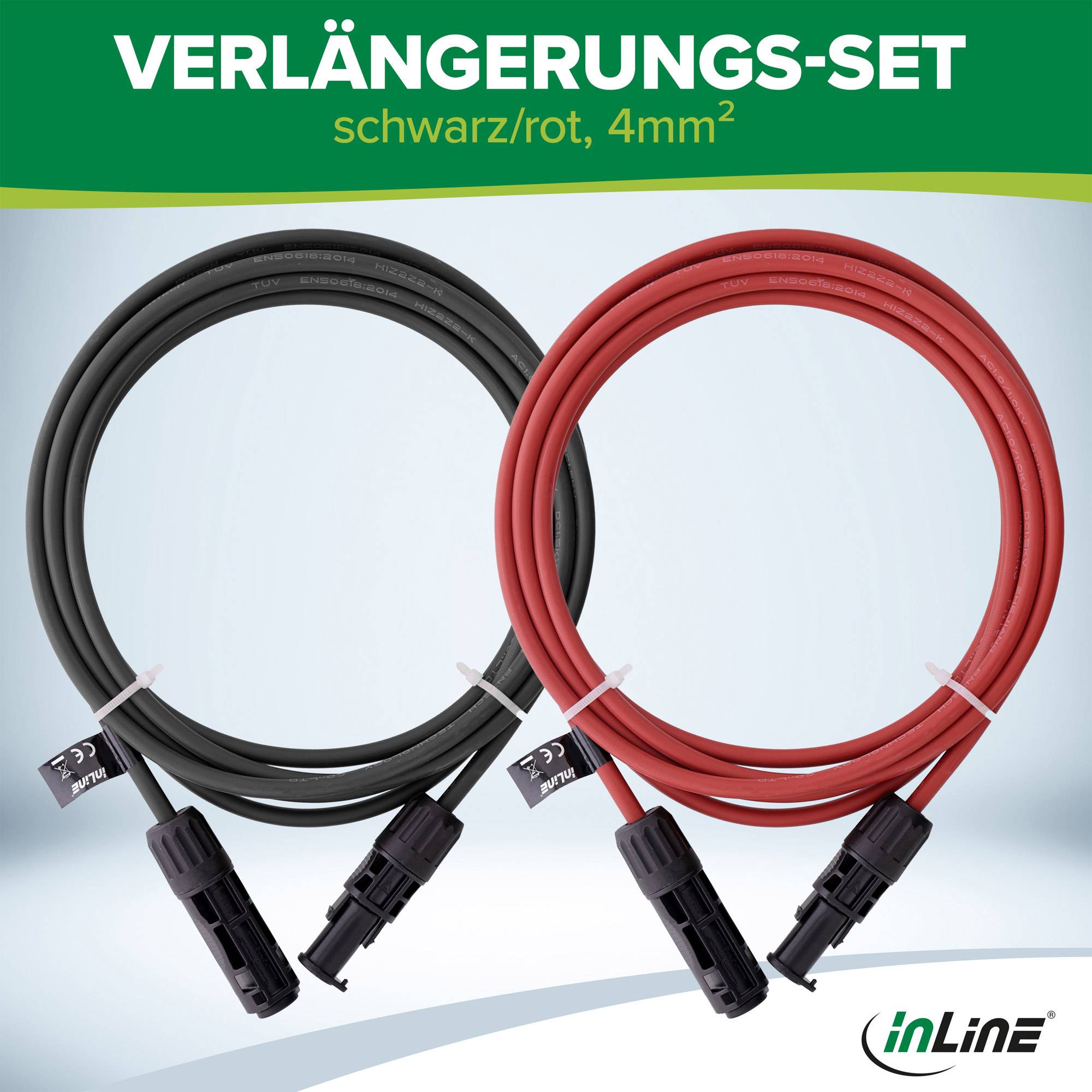 InLine® Solarkabel Verlängerungs-Set inkl. Solarstecker 4mm² schwarz/rot 5m Photovoltaik / Solar