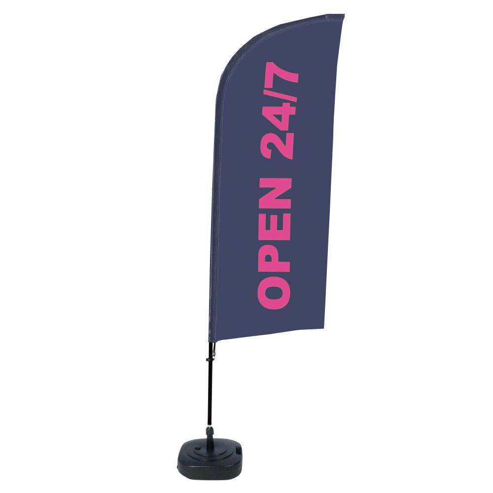 Showdown Beachflag - Komplett-Set - Open 24/7 Englisch - Schwarz