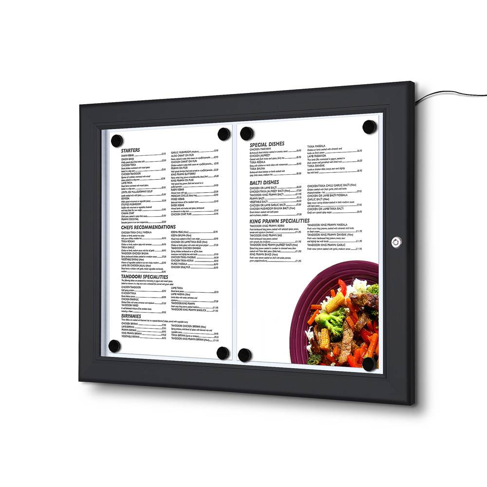 Showdown MenüKasten Outdoor LED - 2x DIN A4 - Aluminium / Stahl - Schwarz