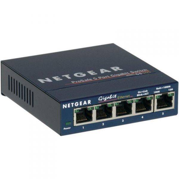 Netgear. ProSAFE-Switch mit 5 Gigabit-Ports (10/100/1000 Mbit/sec).