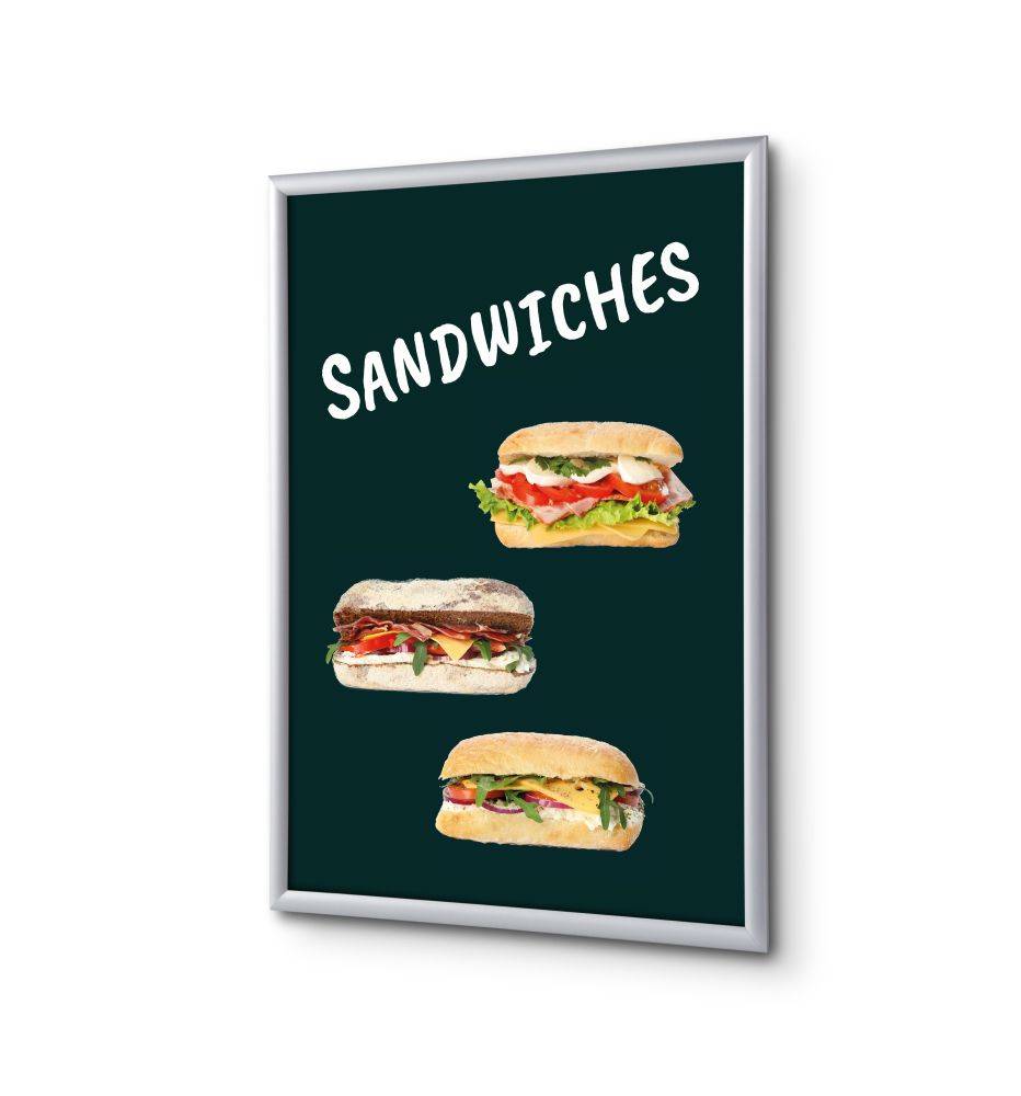 Showdown Klapprahmen - DIN A1 - Komplett-Set - Sandwiches Englisch - Schwarz