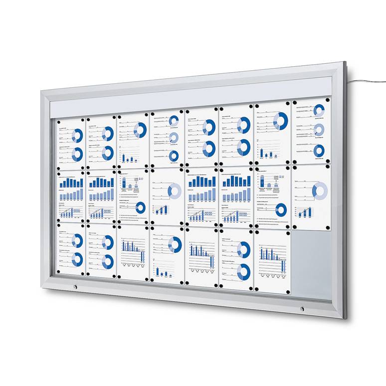 Showdown® Displays Schaukasten T LED silber 24x DIN A4
