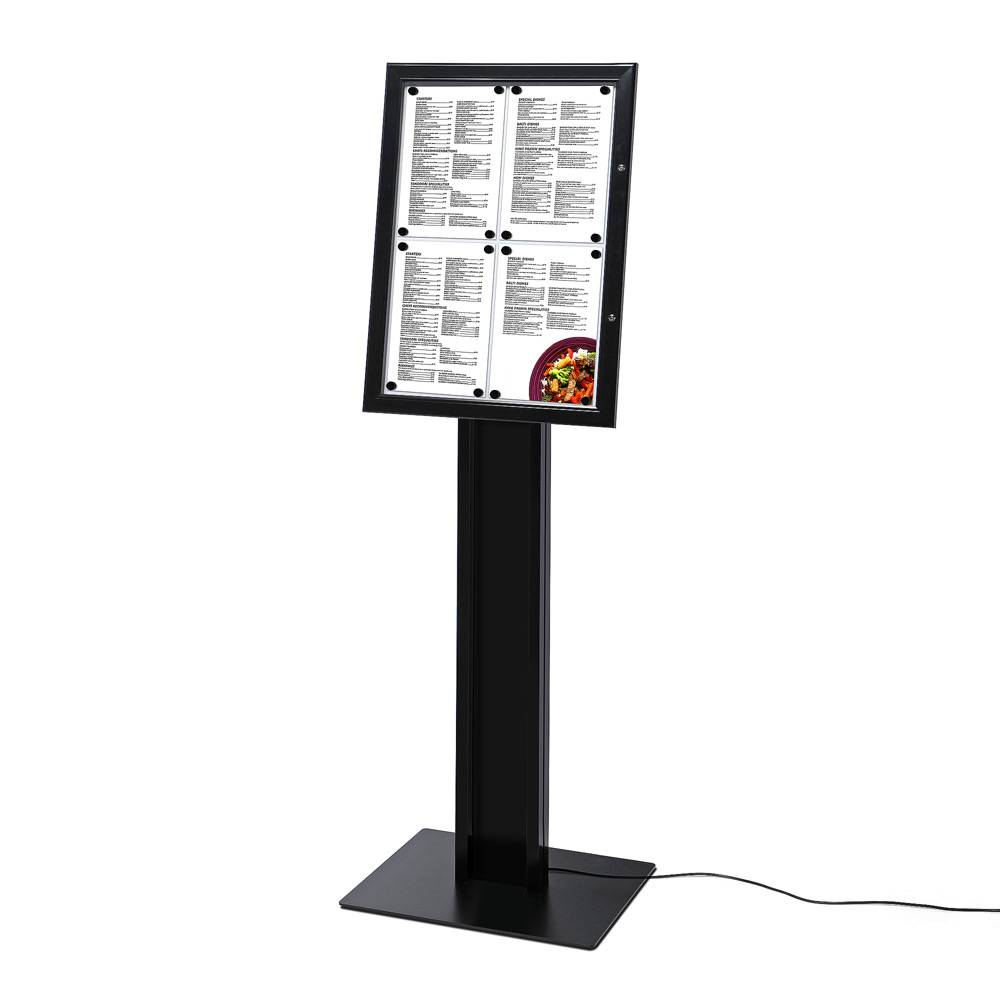 Showdown Speisekartenkasten Freistehend LED - Aluminium / Stahl - Schwarz