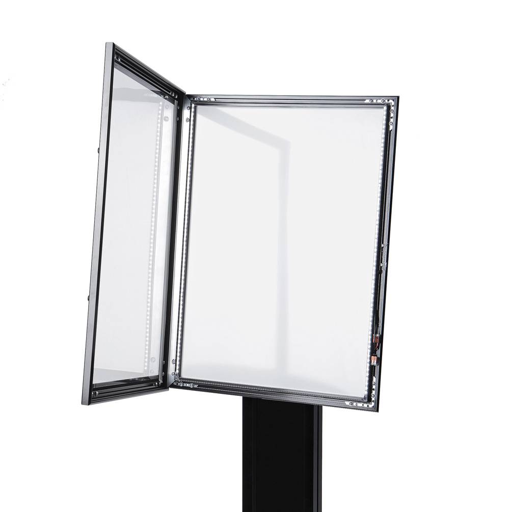 Showdown Speisekartenkasten Freistehend LED - Aluminium / Stahl - Schwarz