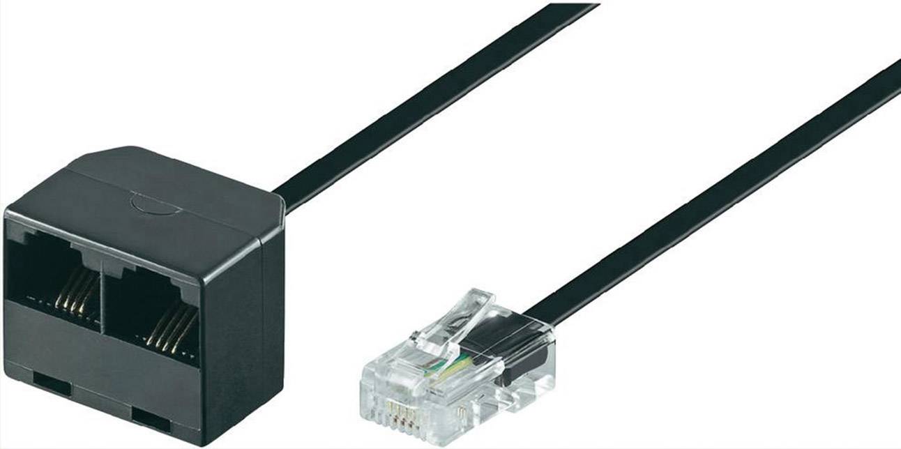 Western Y-Adapter [1x RJ45-Stecker 8p4c - 2x RJ45-Buchse 8p4c] 20.00 cm Schwarz