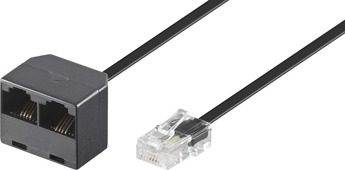 Western Y-Adapter [1x RJ45-Stecker 8p4c - 2x RJ45-Buchse 8p4c] 20.00 cm Schwarz