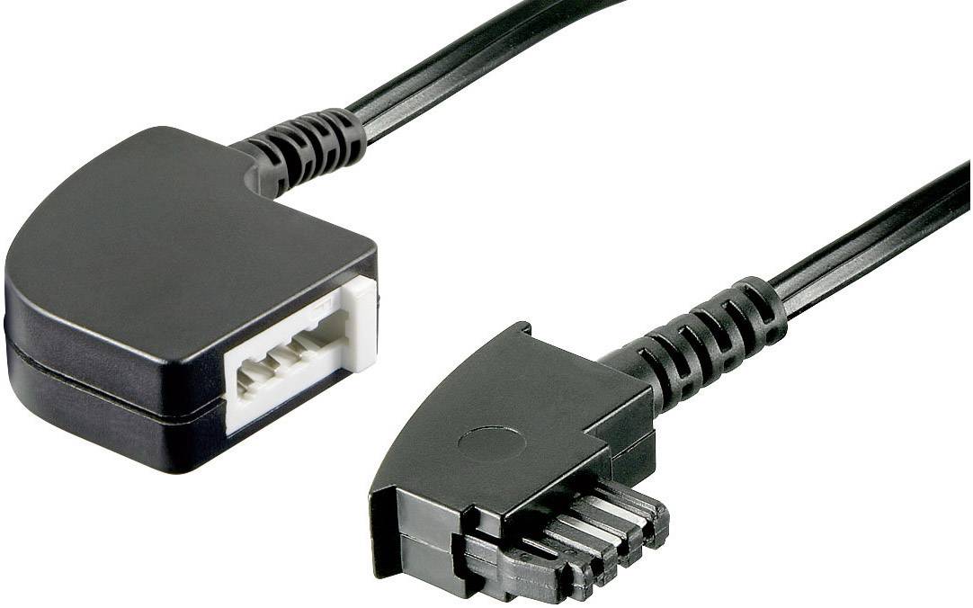Telefon (analog) Verlängerungskabel [1x TAE-F-Stecker - 1x TAE-F-Buchse] 10.00 m Schwarz